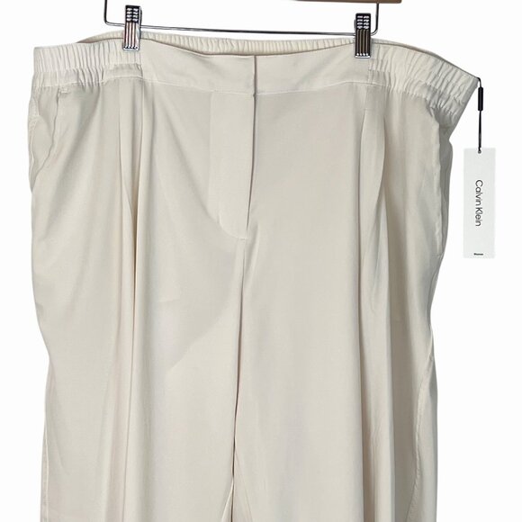 Calvin Klein Womens 1X Cream Color Elastic Waist Pants Lined MSRP $89.50 NWT - Picture 7 of 16